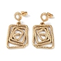 Rectangle 304 Stainless Steel Shell Stud Earrings, Dangle Earrings for Women