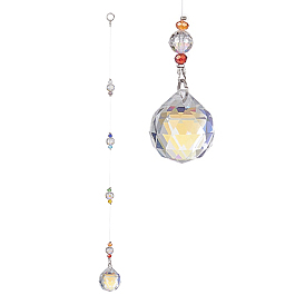 Стеклянные подвесные украшения в форме капли, ловцы солнца висят, со стеклянными шариками и 304 кольцами из нержавеющей стали