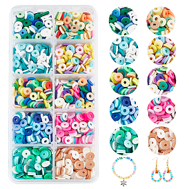 Arricraft 2500pcs 10 couleurs perles d'argile polymère faites à la main brins, pour les fournitures de bricolage bijoux artisanat, perles heishi, disque / plat rond