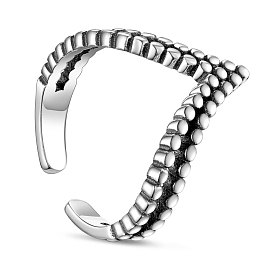 SHEGRACE 925 Thailand Sterling Silver Cuff Rings, Open Rings, V Shape