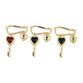 Латунные микро проложить кубического циркония подвески, форма броши/булавки, со стеклом, без свинца и без кадмия, долговечный, стойки покрытие, реальный 18 k позолоченный