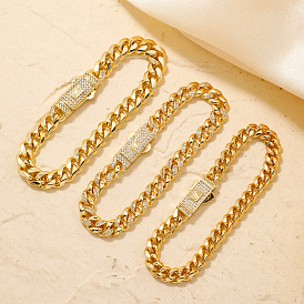 Роскошные классические латунные браслеты с прозрачным кубическим цирконием для женщин