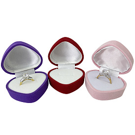 Velvet Organizer Ring Box, Portable Jewelry Storage Case, Heart
