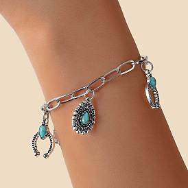 Bohemian Water Drop Geometric Turquoise Bracelet Personality Hollow Trend Jewelry