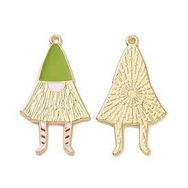Christmas Theme Rack Plating Alloy Enamel Pendants, Light Gold Tone Gnome Charms