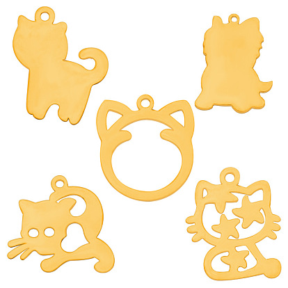 Stainless Steel Charms, Laser Cut, Cat Charm