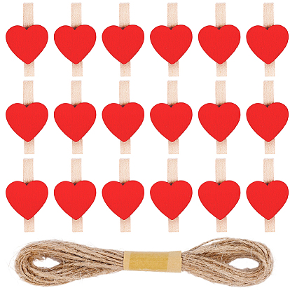 50 шт. деревянные зажимы и гвозди, для офиса и школьных принадлежностей, сердце, 2пучки джутового шнура, джутовая струна