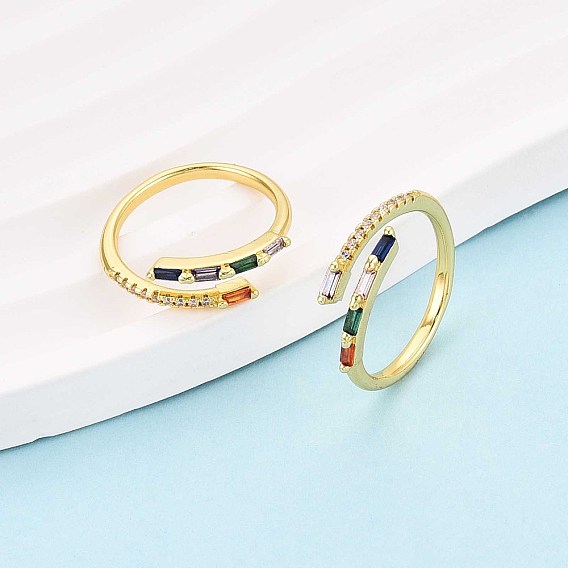 Манжеты из латуни с микро паве кубический цирконий для женщин, прямоугольные