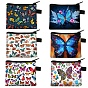 Butterfly Pattern Polyester Clutch Bags, Change Purse with Zipper & Key Ring, for Women, Rectangle