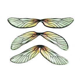3 шт. прозрачных кабошонов из эпоксидной смолы в виде крыльев бабочки, с блеском порошок