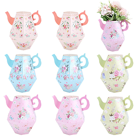 12шт. 4стили 3подарочные коробки из бумаги в форме чайника с цветочным принтом, футляры для хранения букетов