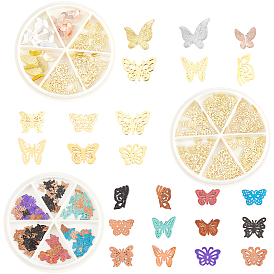 3Boxes 3 Style Brass Cabochons, Nail Art Studs, Nail Art Decoration Accessories, Butterfly