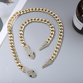 Snake Chain Necklace Set - High-end Gold Metal Jewelry for Collarbone and Wrist