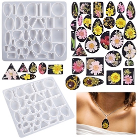 Pendant Silicone Molds, Resin Casting Molds, For UV Resin, Epoxy Resin Craft Making, Mixed Shapes