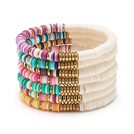 Набор эластичных браслетов из синтетического гематита и полимерной глины бусины хейши, составные браслеты для серфинга для женщин
