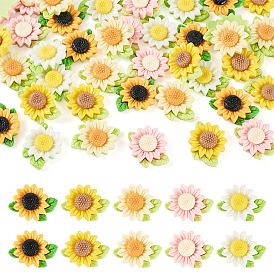 40шт. 5 цвета непрозрачной смолы декодирования кабошонов, подсолнечник