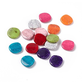 Crackle Opaque Acrylic Beads, Imitation Turquoise, Nuggets