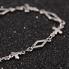 304 Stainless Steel Decorative Chains, Soldered, with Cross and Rhombus Connector, 9.2x5x1.5mm, 13x4x1.5mm