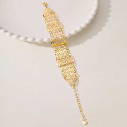 Браслеты с широкими звеньями из полых латунных цветов для женщин