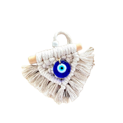 Handmade Macrame Cotton Thread with Turkish Glass Evil Eye Wall Hanging Ornament