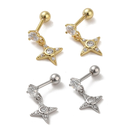 925 Sterling Silver Micro Pave Cubic Zirconia Earrings for Women, Cartilage Earrings, Star