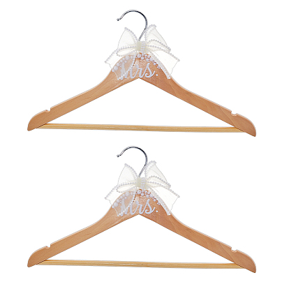 Деревянная свадебная вешалка, с железным крюком, бантик из полиэстера и искусственный жемчуг из пластика