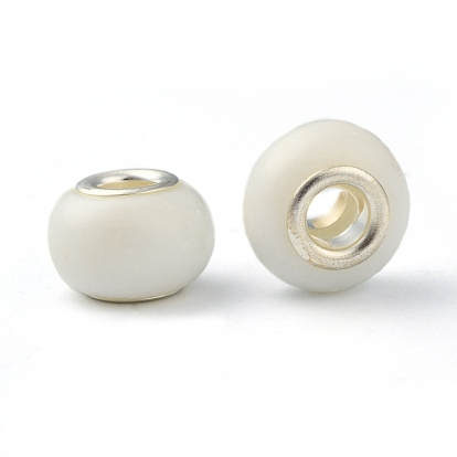 Lampwork European Beads, with Silver Color Brass Core, Rondelle