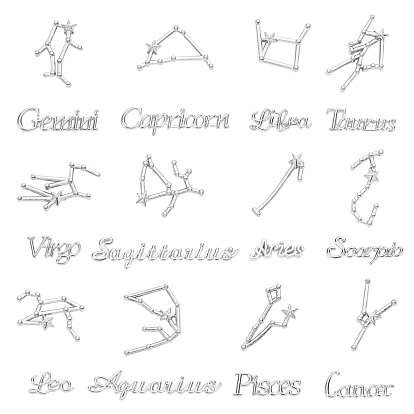 Zinc Alloy Cabochons, for DIY Crystal Epoxy Resin Material Filling, Twelve Constellations