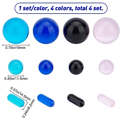 Gorgecraft 4 Sets 4 Colors Glass Beads, No Hole, for Shisha, Mixed Shapes