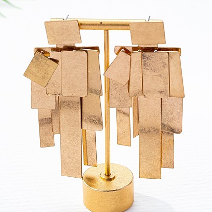 Серьги-гвоздики из сплава с прямоугольной подвеской