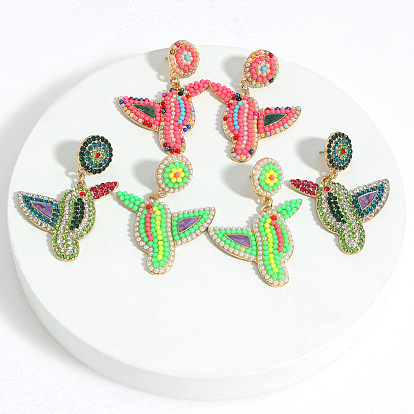 Exaggerated Bird-shaped Diamond-studded Earrings for Women, Vintage and Fashionable with Personality and Creativity
