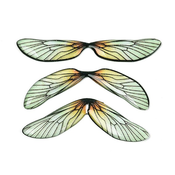 3 шт. прозрачных кабошонов из эпоксидной смолы в виде крыльев бабочки, с блеском порошок