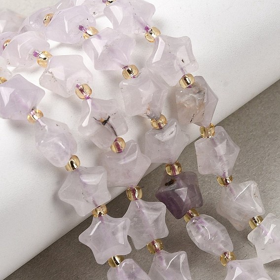 Природный аметист нитей бисера, звезда, с бисером