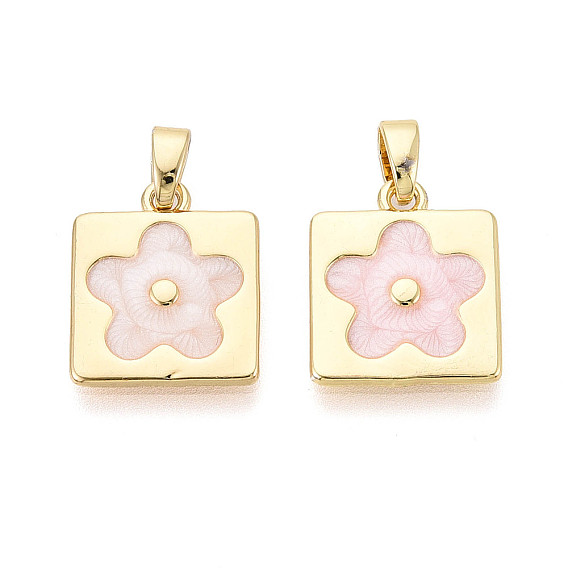 Латунь с эмалевыми подвесками, квадратные и цветочные подвески, реальный 18 k позолоченный