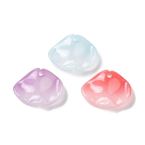 Glass Pendants, Red Lily, Shell Shape Charms