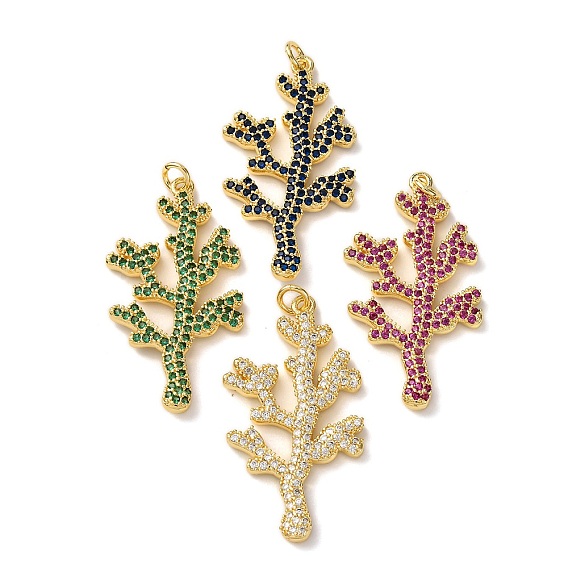 Латунные микро проложить кубического циркония подвески, коралл, с целью перехода в кольце, стойки покрытие, долговечный, без свинца и без кадмия, реальный 18 k позолоченный