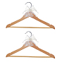 Wood Wedding Hanger, with Iron Hook, Polyester Bowknot and Plastic Imitation Pearl