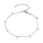 304 Stainless Steel Heart Charm Anklets, with Ball Chains and Lobster Claw Clasps