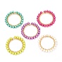 Baking Paint Pearlized Glass Pearl Round Pendants, with Brass Findings, Ring