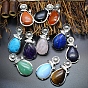 Gemstone Pendants, Teardrop Charms with Sunflower