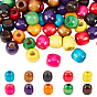 100Pcs 10 Colors Dyed Natural Maple Wood Beads, Barrel, Lead Free