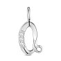 925 Sterling Silver Charms, with Grade AAA Cubic Zirconia, For Bracelet Making, Letter Q