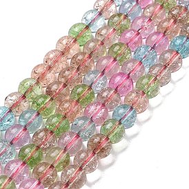 Crackle Glass Round Bead Strands