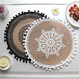 Woven coasters Nordic placemats cotton and linen dining table insulation pads shooting props home jute decorative cushions