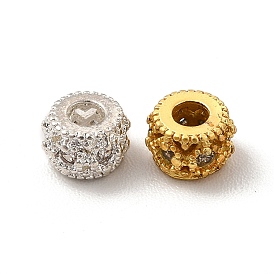 Rack Plating Brass Cubic Zirconia Beads, Cadmium Free & Lead Free, Long-Lasting Plated, Abacus