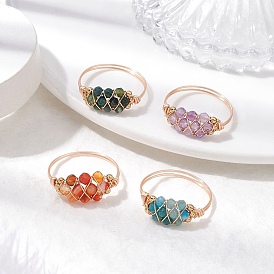 Бусины из натуральных драгоценных камней с цельными круглыми латунными бусинами и кольцами из экологически чистой медной проволоки