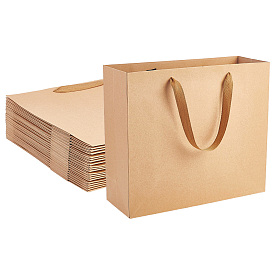 25Pcs Rectangle Kraft Paper Bags, Gift Bags, Shopping Bags, with Nylon Cord Handles