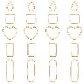 SUPERFINDINGS 20Pcs 4 Style Brass Linking Rings, Long-Lasting Plated, Mix-shaped