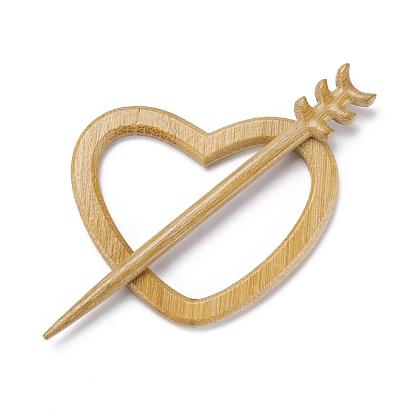 Heart Wood Brooches, Sweater Scarf Buckle Pin