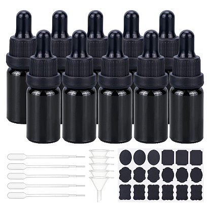 DIY Essential Oil Bottle Kits, with Empty Portable Glass Dropper Bottles, Plastic Funnel Hopper & Transfer Pipettes, Chalkboard Sticker Labels